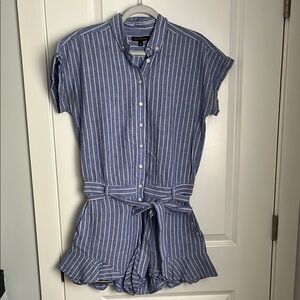 Banana Republic Blue Striped Button-Up Romper Sz 6